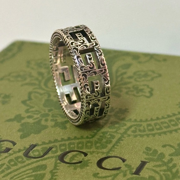 GUCCI Silver Ring With Square G- size 16/ 925 silver - Picture 11 of 12